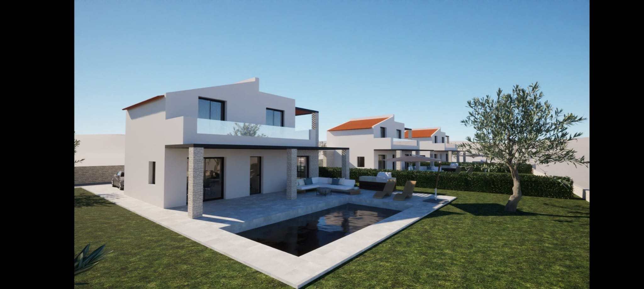 off plan stone villa in Chania Crete for sale with private pool and garden