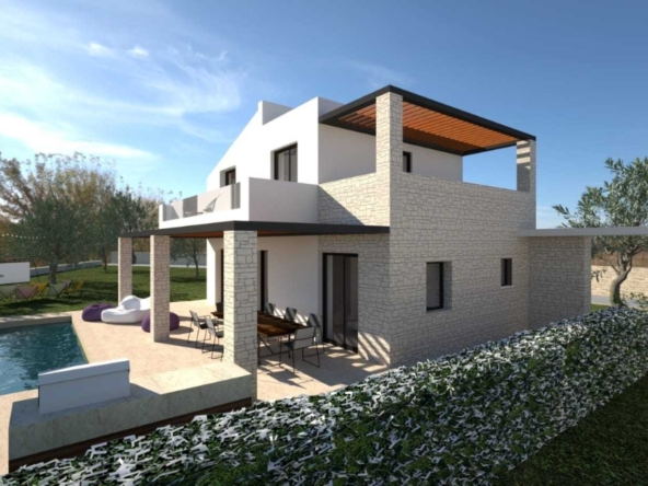 off plan stone villa in Chania Crete for sale with private pool and garden