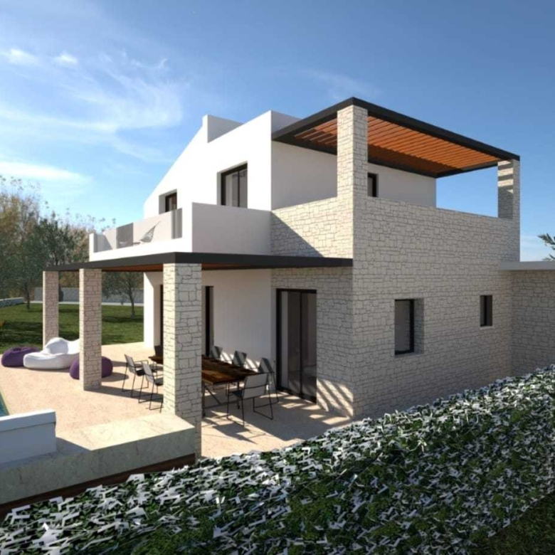 off plan stone villa in Chania Crete for sale with private pool and garden