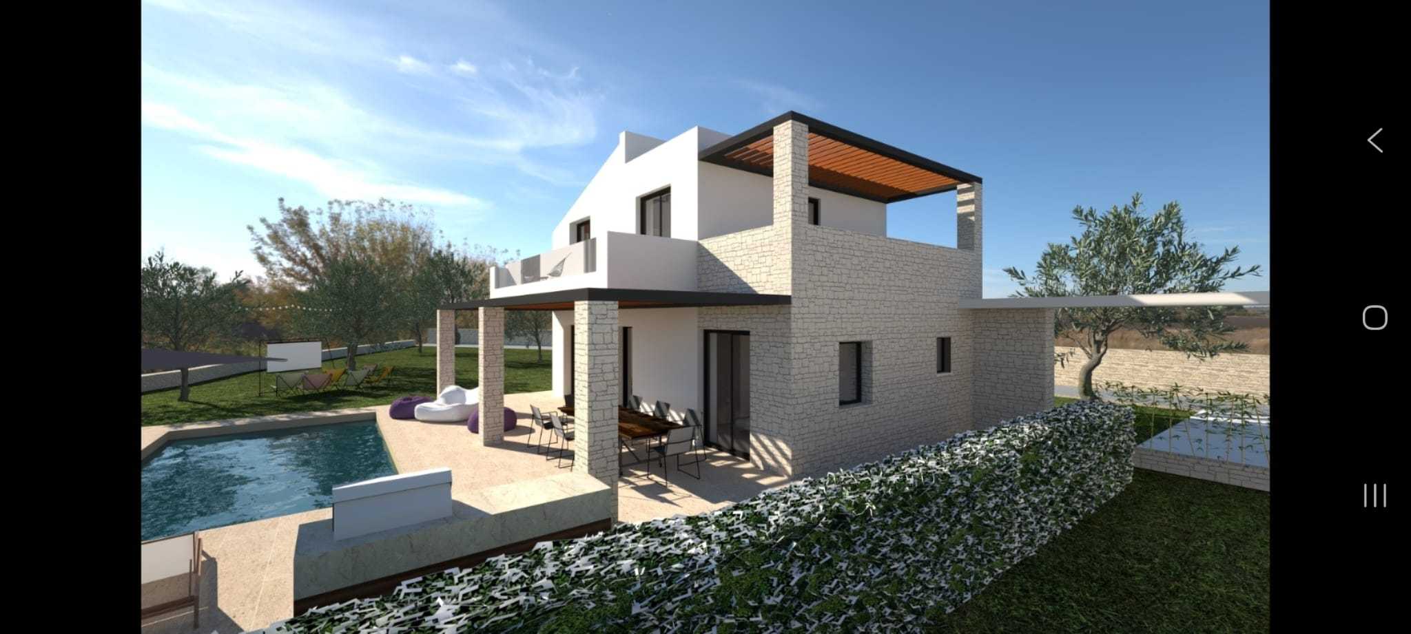off plan stone villa in Chania Crete for sale with private pool and garden