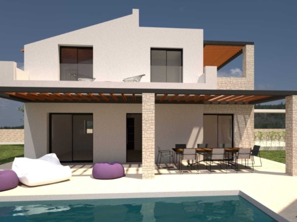 off plan stone villa in Chania Crete for sale with private pool and garden