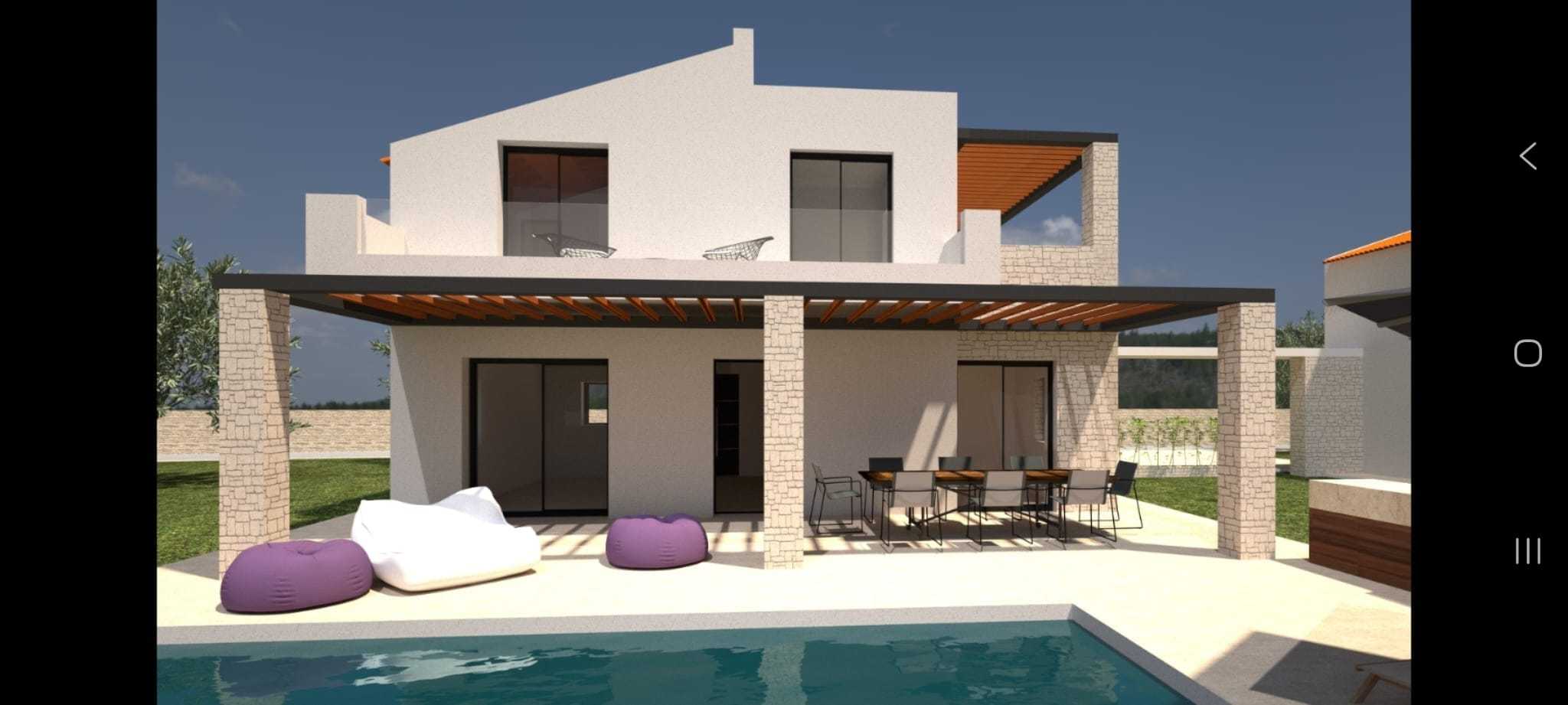 off plan stone villa in Chania Crete for sale with private pool and garden